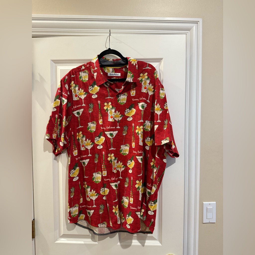 Tommy Bahama Red Christmas Themed Men's Shirt